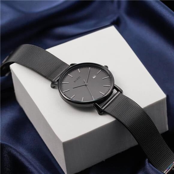 Men's Fashion Minimalist Wrist Watch All Black Waterproof Watches Simple - Picture 4 of 7